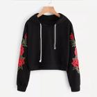 Romwe Plus Appliques Drawstring Detail Sweatshirt