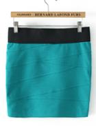 Romwe Elastic Bandage Bodycon Green Skirt