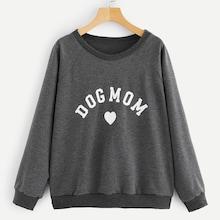 Romwe Plus Letter Print Raglan Sleeve Sweatshirt