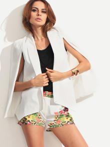 Romwe Shawl Collar Sharp Hem Cape Blazer