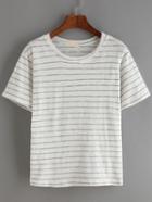 Romwe Striped Crew Neck T-shirt