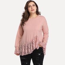 Romwe Plus Contrast Lace Drop Shoulder Tee