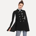 Romwe High Neck Solid Coat