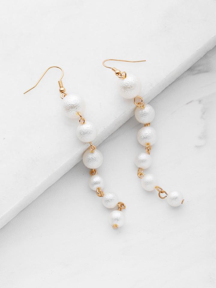 Romwe Faux Pearl Design Drop Earrings