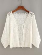 Romwe Lace Insert Embroidery Open-front Top