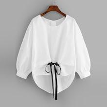 Romwe Lantern Sleeve Knot Blouse