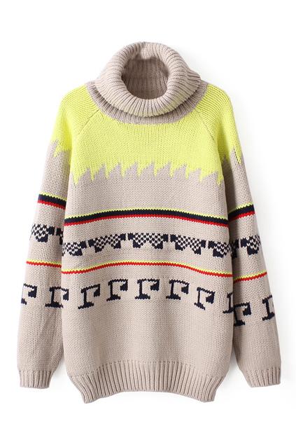 Romwe Jacquard Knitted Turtleneck
