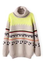 Romwe Jacquard Knitted Turtleneck