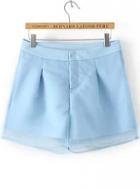 Romwe With Organza Blue Shorts