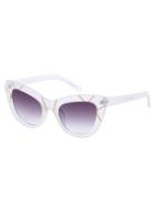 Romwe White Frame Metal Trim Cat Eye Sunglasses