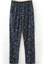 Romwe Elastic Waist Star Print Pant