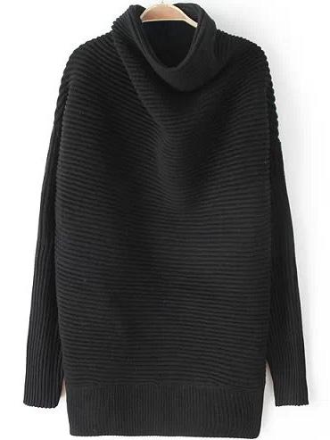 Romwe Turtleneck Long Sleeve Loose Sweater