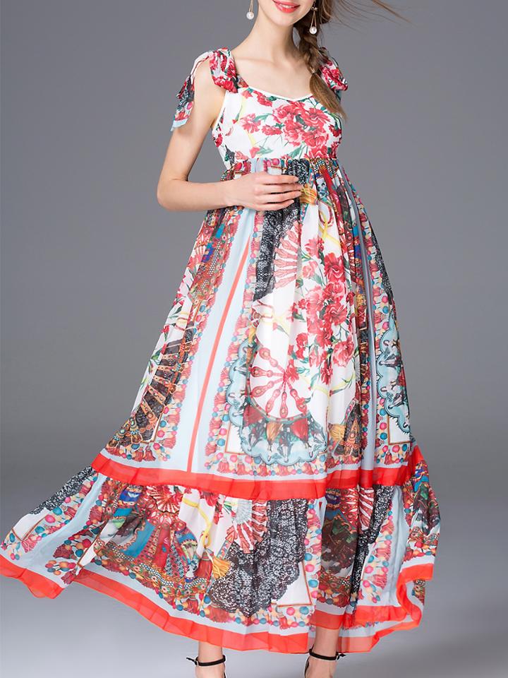 Romwe Multicolor Tribal Print A-line Dress