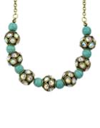 Romwe Blue Beads Collar Necklace