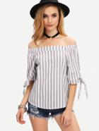 Romwe Off-the-shoulder Vertical Striped Top