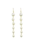 Romwe Veins Long Chain Simulated-pearl Drop Earrings