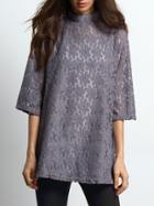 Romwe Mock Neck Lace Combo Top