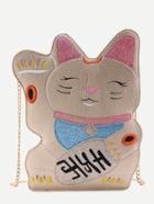 Romwe Gold Plutus Cat Shaped Pu Chain Bag