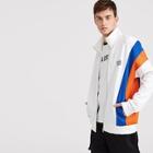 Romwe Guys Zip Up Cut-and-sew Graphic Print Jacket