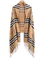 Romwe Khaki Plaid Tassel Scarve