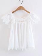 Romwe Lace Crochet Hollow Out Top