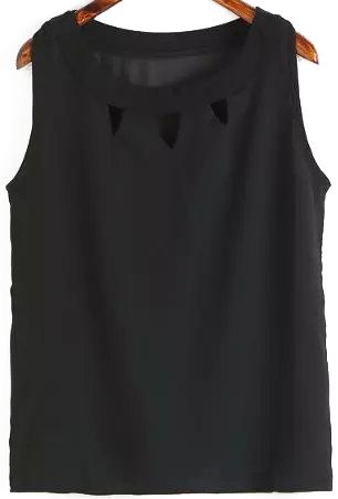 Romwe Hollow Black Tank Top
