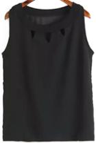 Romwe Hollow Black Tank Top