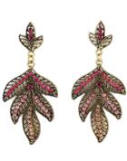 Romwe Rose Bead Gold Leaf Earrings