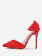 Romwe Clear Detail Pointed Toe Satin Pumps