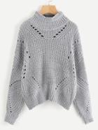 Romwe Turtleneck Hollow Knit Sweater