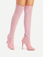 Romwe Pointed Toe Thigh High Stiletto Boots