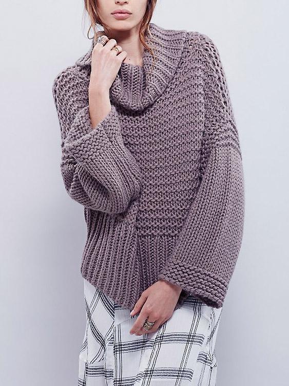 Romwe Draped Neck Loose Grey Sweater