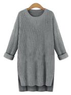 Romwe High Low Slit Grey Sweater Dress