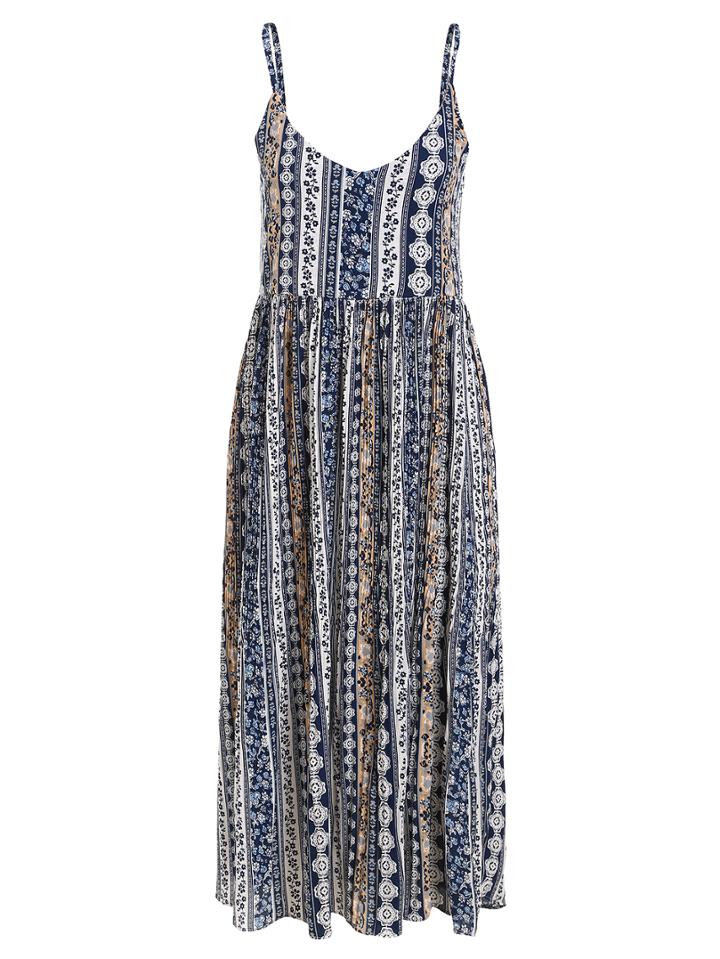 Romwe Floral Print Long Cami Dress