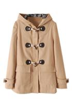Romwe Buttoned Hoodie Loose Coat