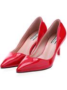 Romwe Red Point Toe Patent Leather High Heeled Pumps