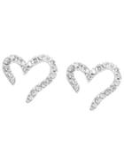 Romwe Heart-shaped Rhinestone Stud Earrings