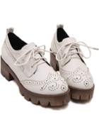 Romwe Beige Round Toe Pierced Lace Up Ankle Boots