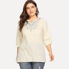 Romwe Plus Graphic Embroidered Longline Top