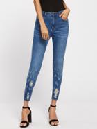 Romwe Rips Detail Skinny Jeans