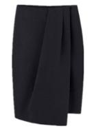 Romwe Black Folds Asymmetrical Pencil Skirt
