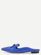 Romwe Blue Satin Point Toe Bow Loafers