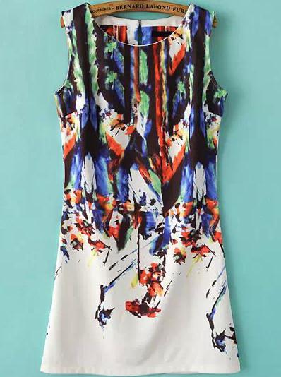 Romwe Sleeveless Print Slim Dress