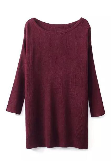 Romwe Split Sheer Red Jumper