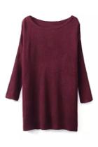 Romwe Split Sheer Red Jumper