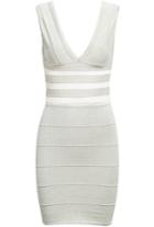 Romwe V Neck Bodycon Bandage Apricot Dress
