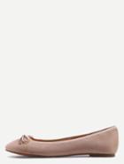 Romwe Faux Leather Bow Tie Ballet Flats - Brown