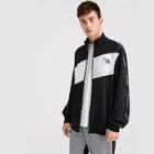 Romwe Guys Zip Up Color Block Letter & Graphic Print Jacket