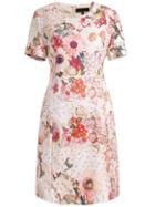 Romwe Multicolor Round Neck Short Sleeve Floral Print Dress
