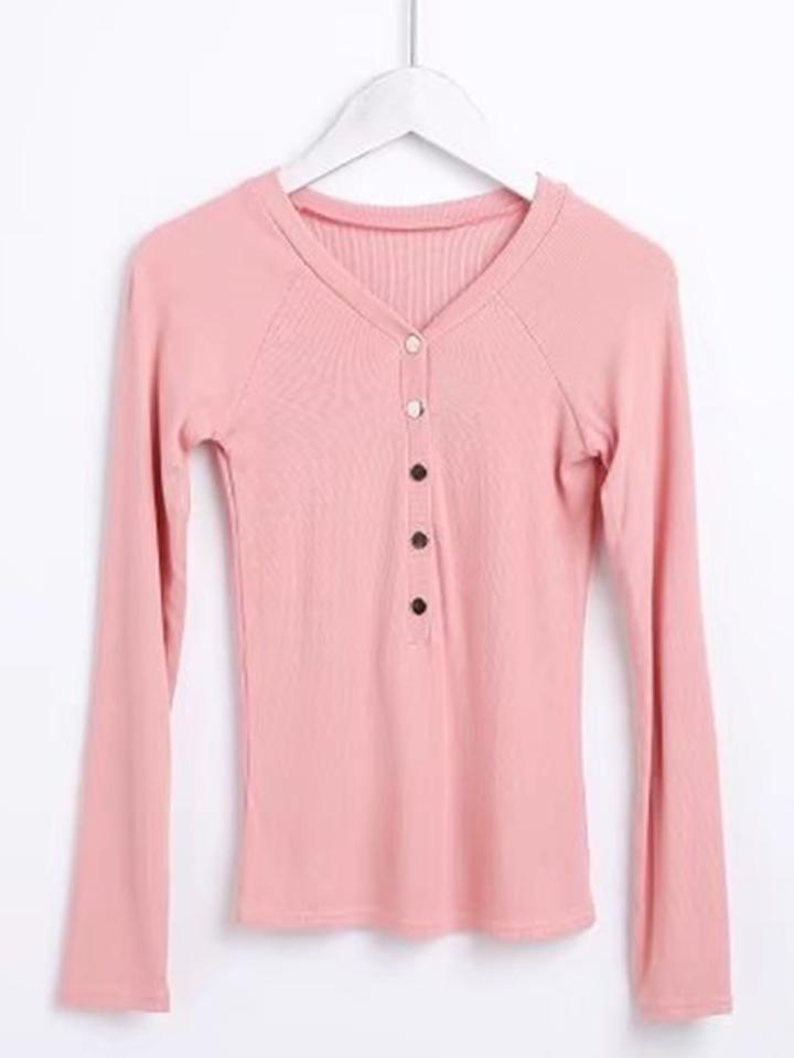 Romwe Raglan Sleeve Button Front Knitwear
